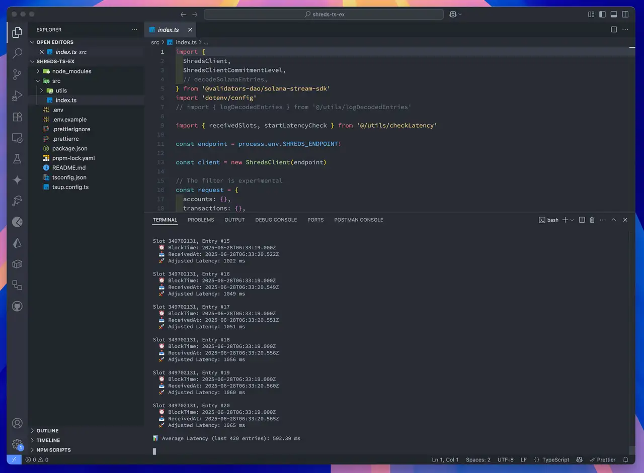 Shreds TypeScript VSCode