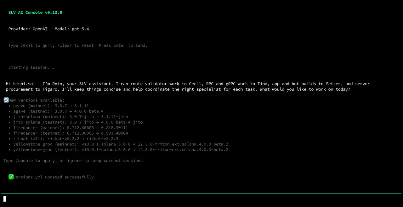 AI 控制台中的更新检查