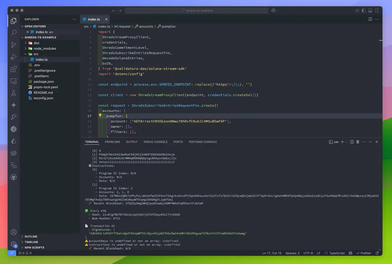 Shreds TypeScript VSCode