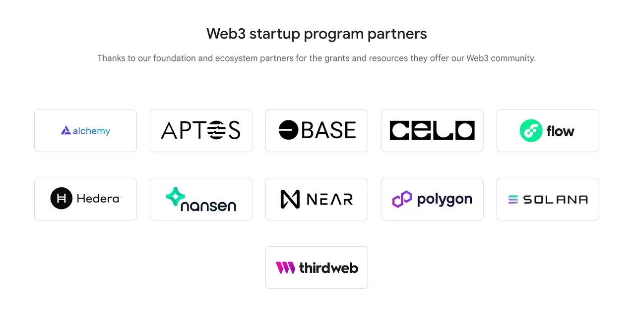 Google Cloud Web3 Startups Program Partners