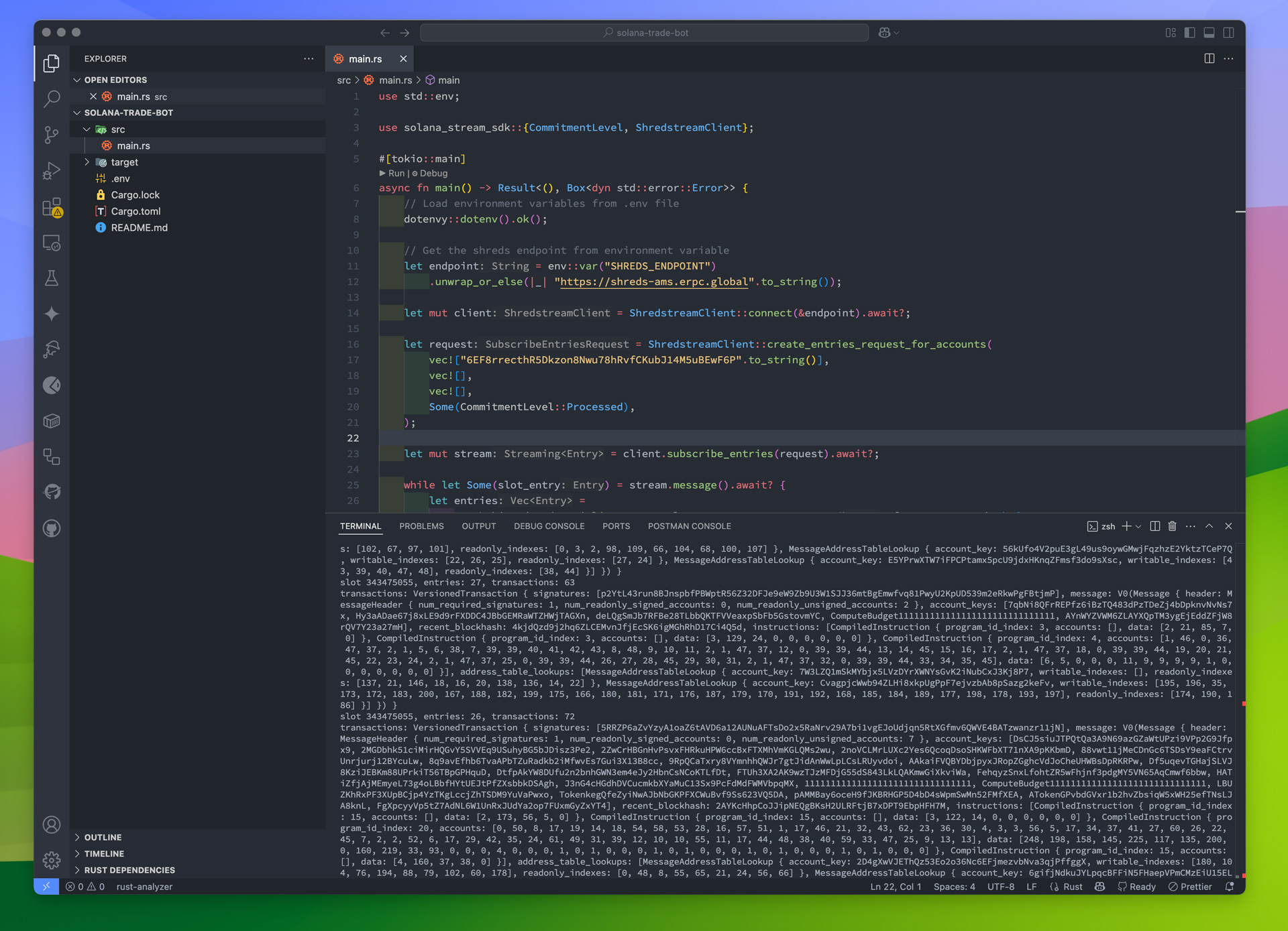Shreds Rust VSCode